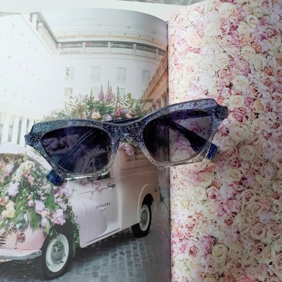 NWOT Burberry blue glitter square cat eye sunglasses - Picture 3 of 14